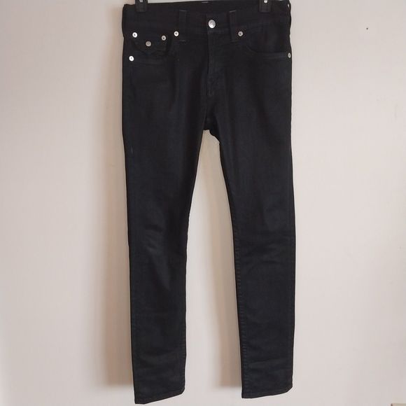 Men's LIKE NEW True Religion Black Rocco Skinny Jeans - Size 32/32 - Picture 1 of 9